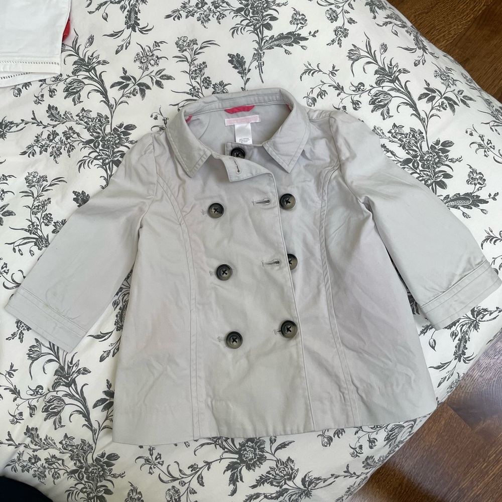 Janie and Jack Girls’ Light Khaki Peacoat, 12-24 months